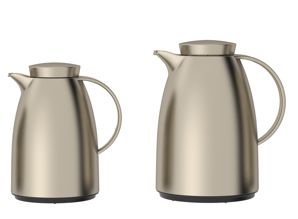 Regal by Ripple Vacuum Flask Set, ABS Body with Glass Liner, Matt Gold Finish – Hot & Cold Beverage Server for Arabic Coffee & Tea
