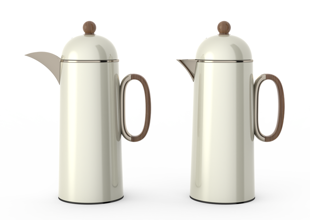 Regal by Ripple 1L + 1L Vacuum Flask Set – Double Wall Stainless Steel Coffee & Tea Server with Glass Liner, Insulated Hot & Cold Beverage Carafe, Elegant Arabic Dallah Style (8 Colors Available)