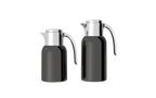 Regal by Ripple 2-Piece Full Stainless Steel Thermos Set – 1.0L Coffee Flask + 1.3L Tea Flask – Double Wall Insulated with Steel Liner – Jet Black with Silver Finish – TSC12Q-GS JET BLACK