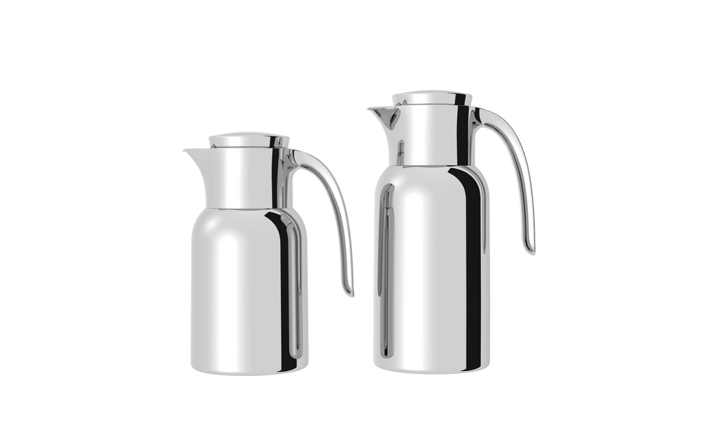 Regal by Ripple 2-Piece Full Stainless Steel Thermos Set – 1.0L Coffee Flask + 1.3L Tea Flask – Double Wall Insulated with Steel Liner – Full Polished Silver Finish – TSC12Q-GS FULL SILVER