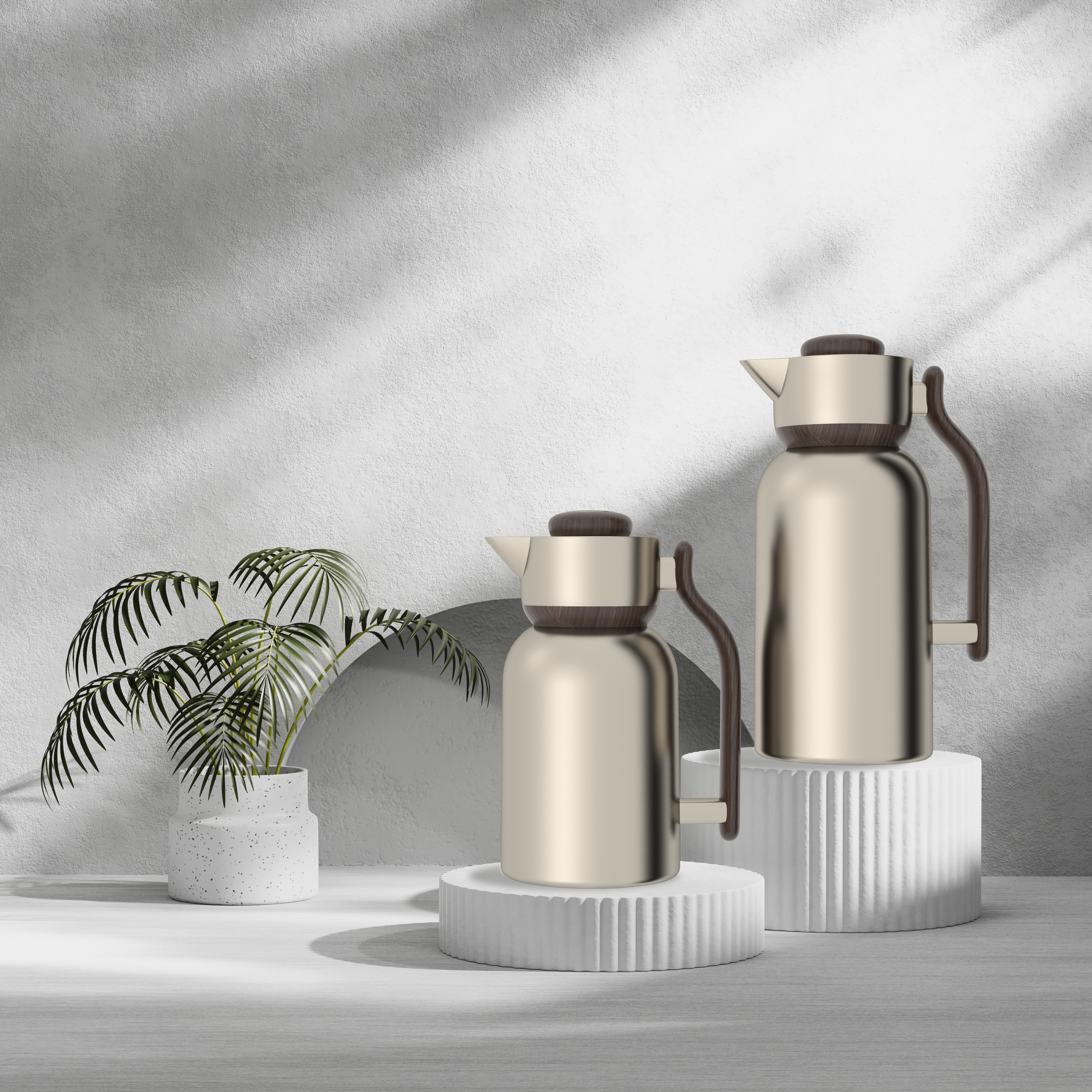 Ripple Regal Vacuum Flask Set – 1.0L & 1.3L Double Wall Stainless Steel Insulated Beverage Server, Matt Light Coffee with Wooden Finish, Hot & Cold Drink Serving Set