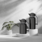 Regal Vacuum Flask Set by Ripple – 1.0L & 1.3L Double Wall Stainless Steel Beverage Server, Matt Black & Gray, Hot & Cold Insulated Flask Set