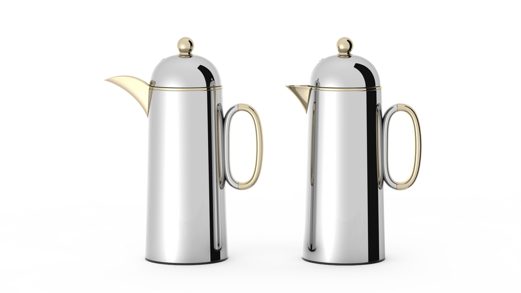 Regal by Ripple 1L + 1L Vacuum Flask Set – Double Wall Stainless Steel Coffee & Tea Server with Glass Liner, Insulated Hot & Cold Beverage Carafe, Elegant Arabic Dallah Style (8 Colors Available)