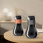 Regal by Ripple TSC09Q Series 0.7L Vacuum Flask – Double-Wall Stainless Steel Body & Liner – Jet Black with Leather Grip (Black or Brown) – Elegant Modern Coffee & Tea Jug