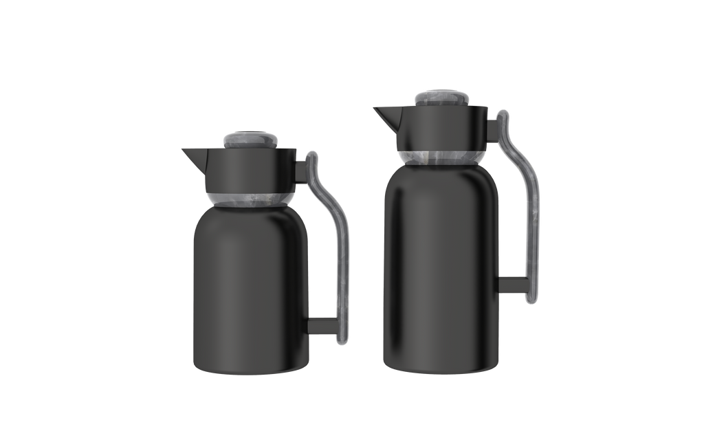 Regal Vacuum Flask Set by Ripple – 1.0L & 1.3L Double Wall Stainless Steel Beverage Server, Matt Black & Gray, Hot & Cold Insulated Flask Set