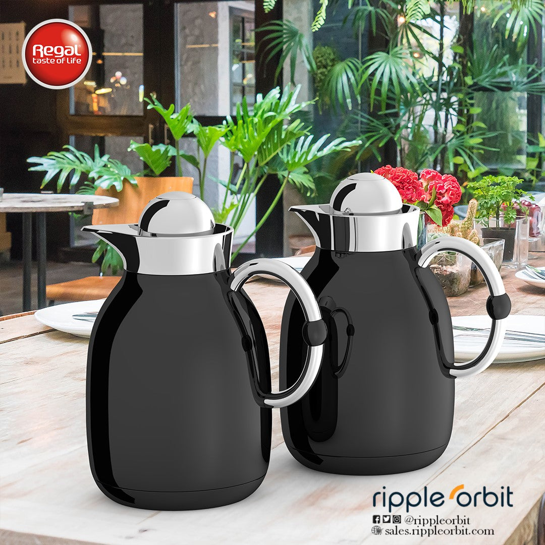 Regal by Ripple 1L + 1L Vacuum Insulated Flask Set – Double Wall Stainless Steel with Glass Liner, Hot & Cold Coffee & Tea Jug (6 Colors)