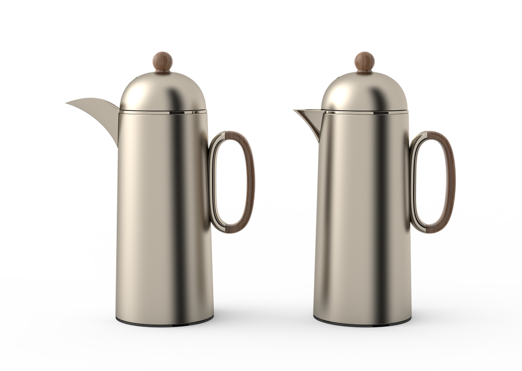 Regal by Ripple 1L + 1L Vacuum Flask Set – Double Wall Stainless Steel Coffee & Tea Server with Glass Liner, Insulated Hot & Cold Beverage Carafe, Elegant Arabic Dallah Style (8 Colors Available)