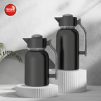 Regal Vacuum Flask Set by Ripple – 1.0L & 1.3L Double Wall Stainless Steel Beverage Server, Matt Black & Gray, Hot & Cold Insulated Flask Set