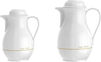 Regal by Ripple Vacuum Flask Set – 0.5L & 1.0L – Elegant White – Plastic Body with Glass Liner – Double Wall Thermal Jug Set – Keeps Hot & Cold – Coffee Butler Collection – RCW-05/10