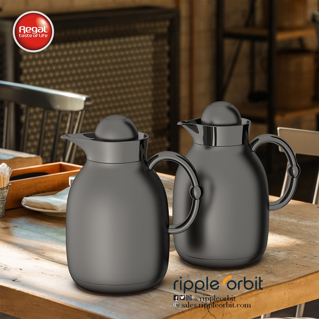 Regal by Ripple 1L + 1L Vacuum Insulated Flask Set – Double Wall Stainless Steel with Glass Liner, Hot & Cold Coffee & Tea Jug (6 Colors)