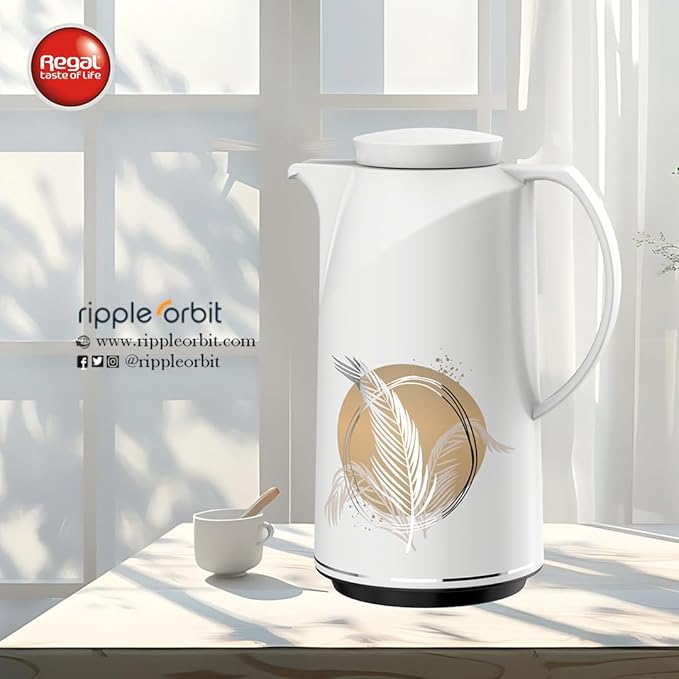 Vacuum Flask Set – 0.5L + 1.0L – Plastic Body with Glass Inner Liner – Elegant Beige Design – Hot & Cold Beverage Thermal Insulated Flasks