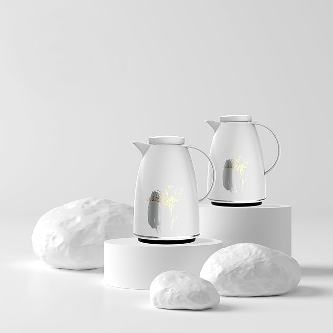 RBS Vacuum Flask Set– Plastic Body with Glass Liner – White Design – Regal by Ripple – Elegant Thermal Insulation for Hot & Cold Beverages