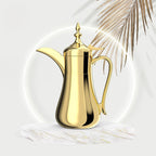 Gold Insulated Water Jug with Tap | Double Wall Stainless Steel Body & Liner | 0.5L, 0.7L, 1.0L Sizes | Keeps Hot & Cold | Elegant Arabic Design