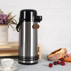 Air Pot Dispenser – 1.9L Stainless Steel Body with Glass Liner | Pump Action Vacuum Flask | Keeps Beverages Hot or Cold | Silver with Black Lid – Ideal for Events & Office