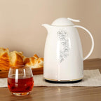 2-Piece Vacuum Flask Set – Plastic Body with Glass Liner – 0.5L+1.0L & 1.5L+2.0L Options – Elegant White Design – Long-Lasting Temperature Retention