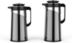 Regal by Ripple 1.3L + 1.6L Vacuum Flask Set – Stainless Steel Body, Glass Liner – Premium Thermal Insulated Carafe for Hot & Cold Beverages – Elegant Gray + Black Design