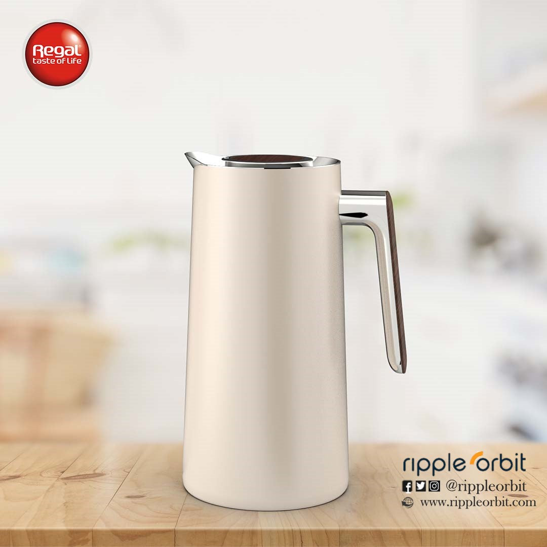 Regal by Ripple 1L Vacuum Flask, Stainless Steel Body with Glass Liner, Painted Finish