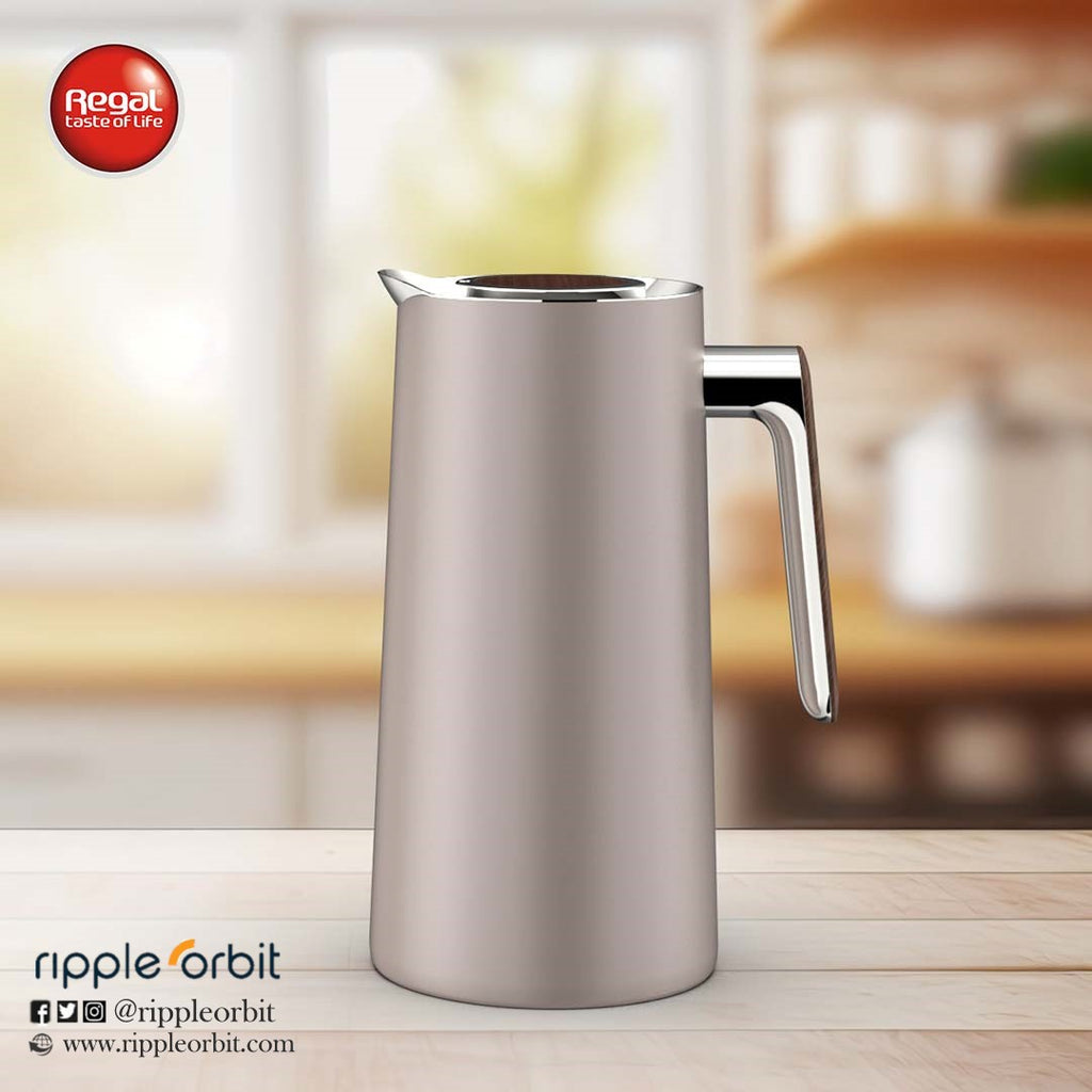 Regal by Ripple 1L Vacuum Flask, Stainless Steel Body with Glass Liner, Painted Finish