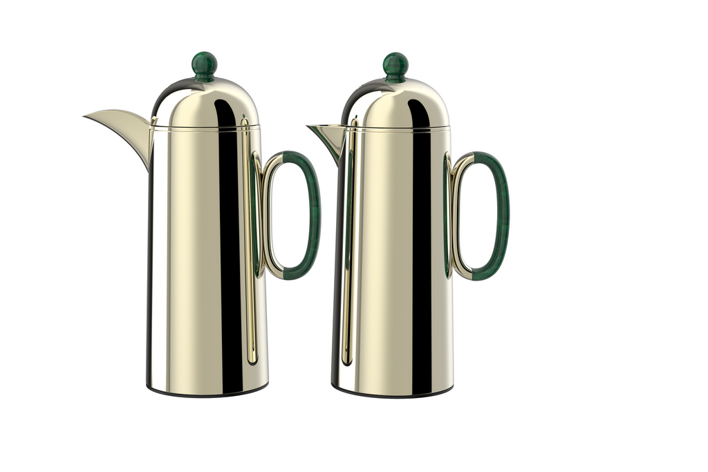 Regal by Ripple 1L + 1L Vacuum Flask Set – Double Wall Stainless Steel Coffee & Tea Server with Glass Liner, Insulated Hot & Cold Beverage Carafe, Elegant Arabic Dallah Style (8 Colors Available)