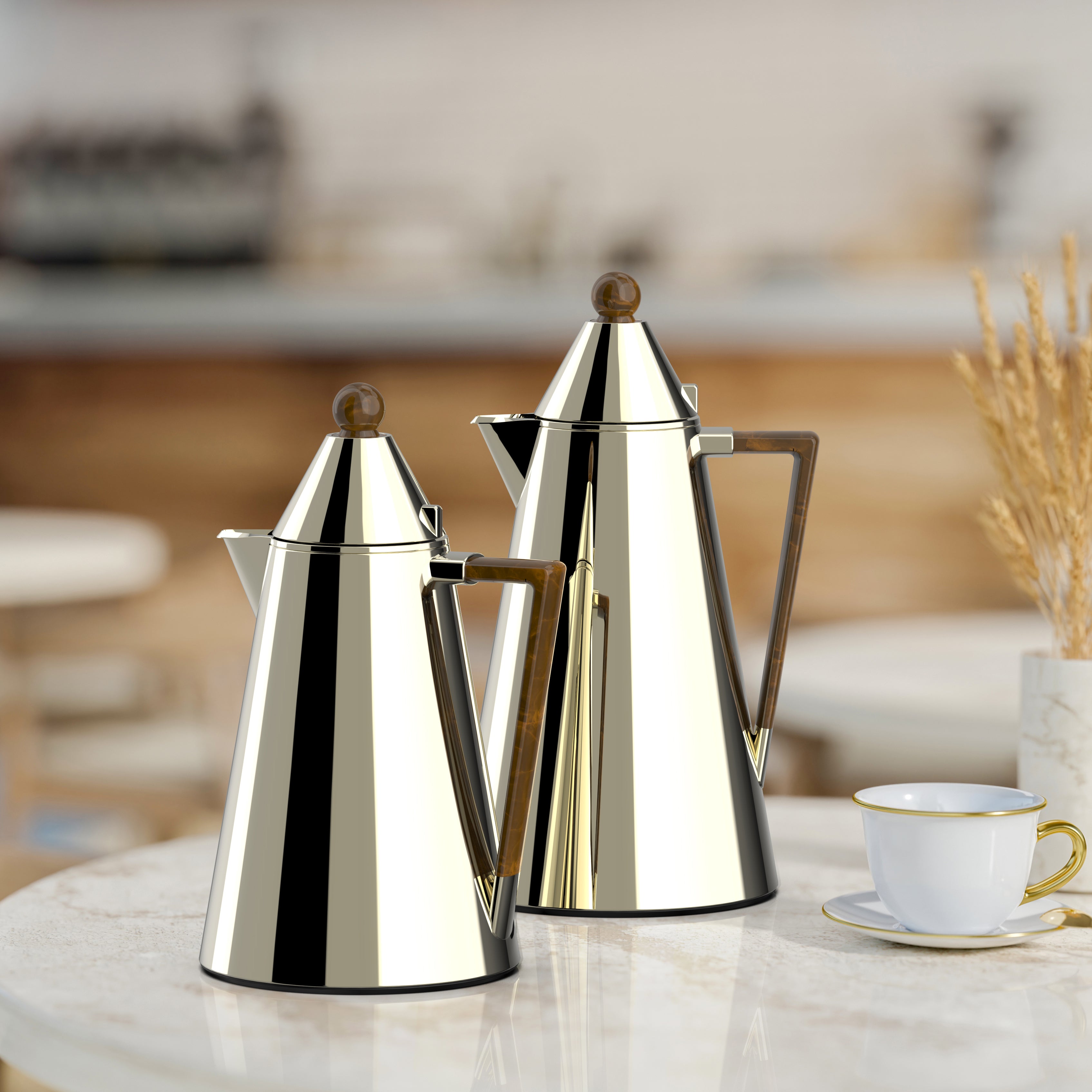 Regal by Ripple RGD17 Series 2-Piece Vacuum Flask Set (0.5 L + 1.0 L) – Stainless Steel Body with Glass Liner – Elegant Arabic Coffee & Tea Thermos – 4 Designer Color Options