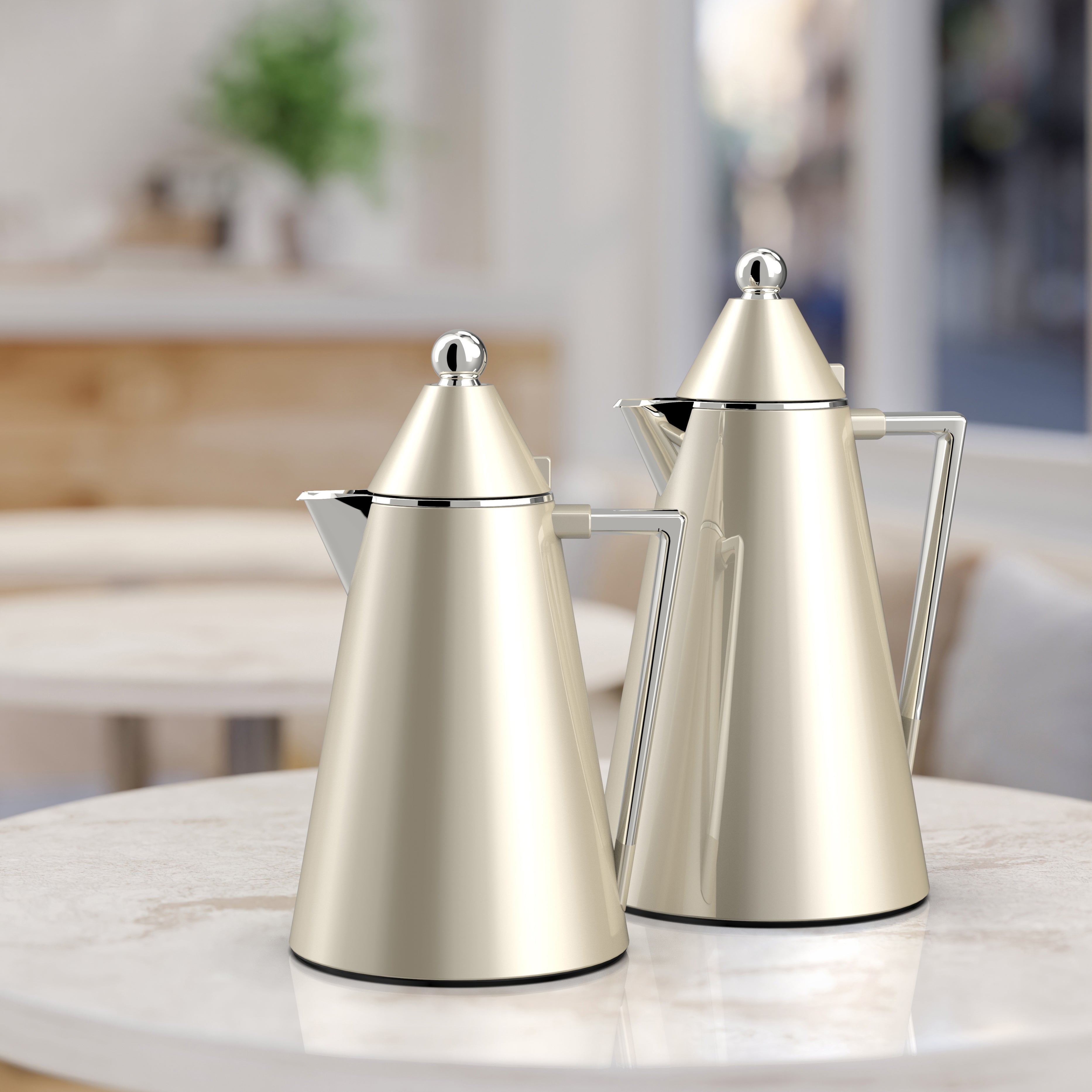 Regal by Ripple RGD17 Series 2-Piece Vacuum Flask Set (0.5 L + 1.0 L) – Stainless Steel Body with Glass Liner – Elegant Arabic Coffee & Tea Thermos – 4 Designer Color Options