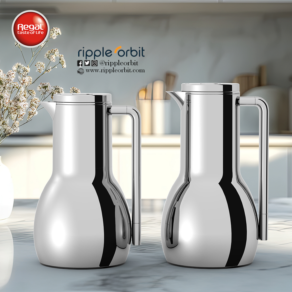 Regal by Ripple 2-Piece Vacuum Flask Set – Stainless Steel Body with Glass Liner – Double-Wall Insulated Thermal Jug Set (0.7 L + 1.0 L) – 6 Elegant Colors