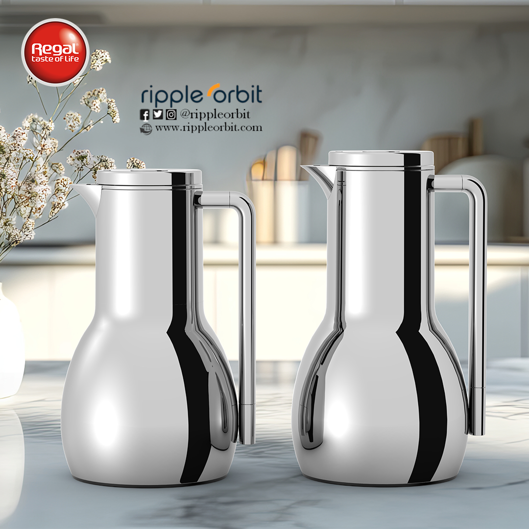 Regal by Ripple 2-Piece Vacuum Flask Set – Stainless Steel Body with Glass Liner – Double-Wall Insulated Thermal Jug Set (0.7 L + 1.0 L) – 6 Elegant Colors