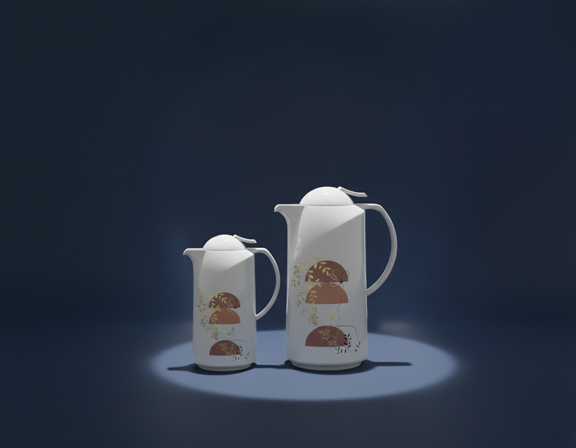 REGAL by Ripple - Vacuum Flask Set 0.5L + 1.0L | Elegant White Design | Plastic Body with Glass Liner | Hot & Cold Beverage Thermal Carafe