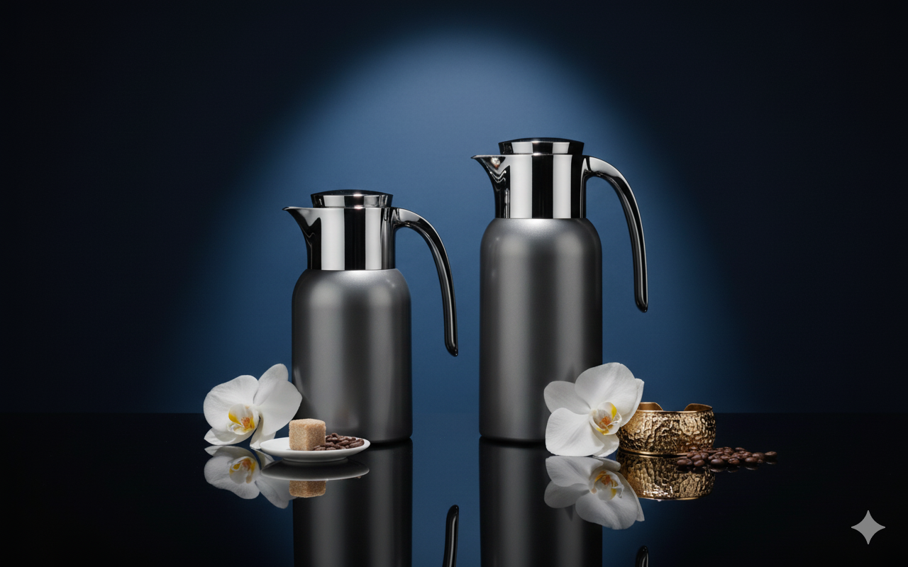 Regal by Ripple 2-Piece Full Stainless Steel Thermos Set – 1.0L Coffee Flask + 1.3L Tea Flask – Double Wall Insulated with Steel Liner – Elegant Copper with Silver Finish – TSC12Q-GP COPPER