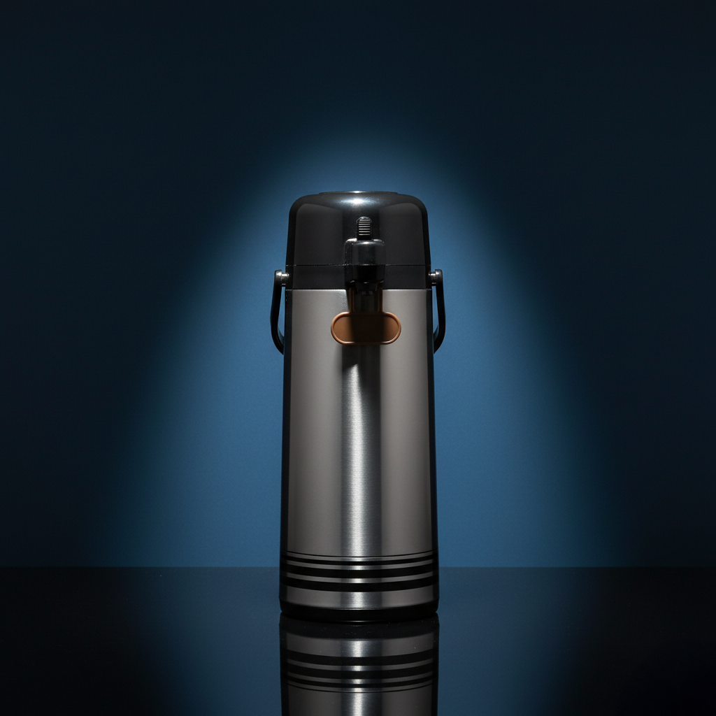 Air Pot Dispenser – 1.9L Stainless Steel Body with Glass Liner | Pump Action Vacuum Flask | Keeps Beverages Hot or Cold | Silver with Black Lid – Ideal for Events & Office