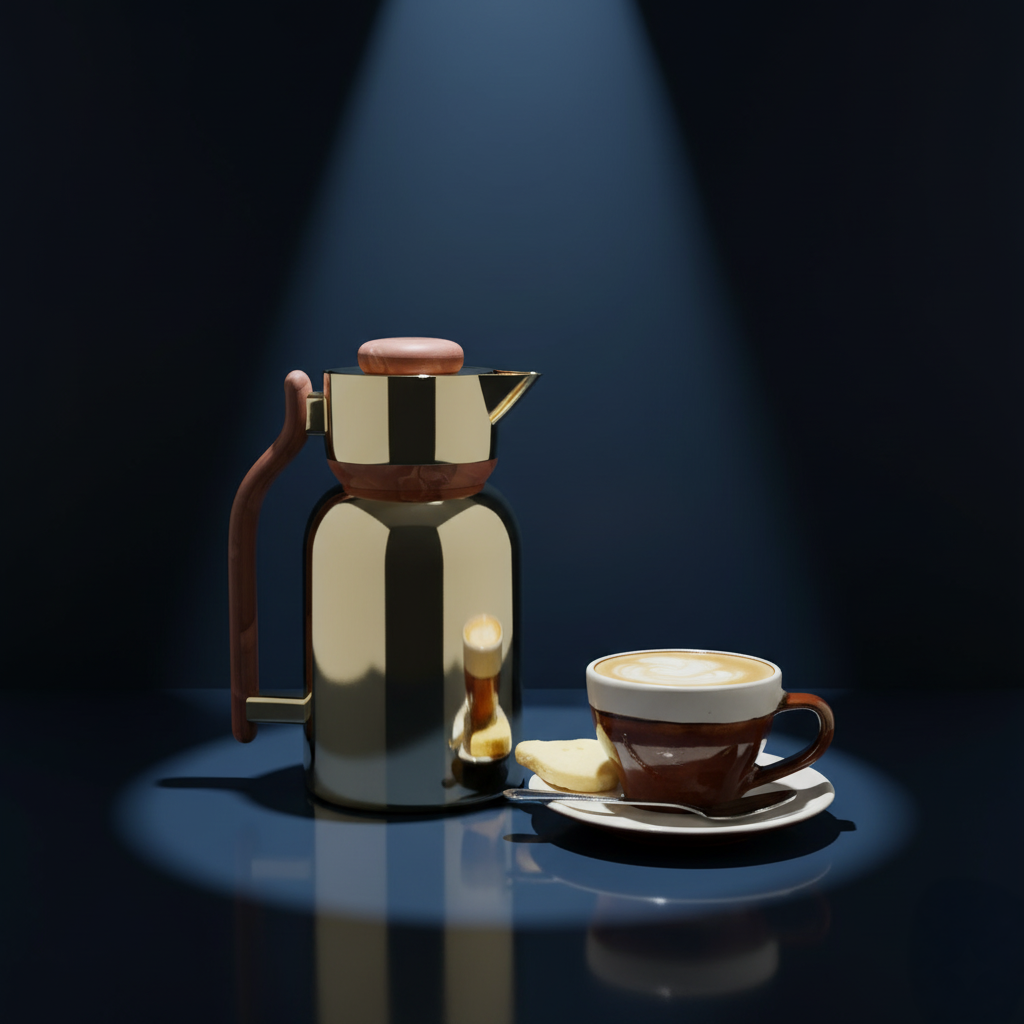 Double Wall Vacuum Flask Set – 1.0L + 1.3L Insulated Thermal Flask | Coffee Gold Finish, Stainless Steel Body | Hot & Cold Beverage Server, Elegant for Home & Office