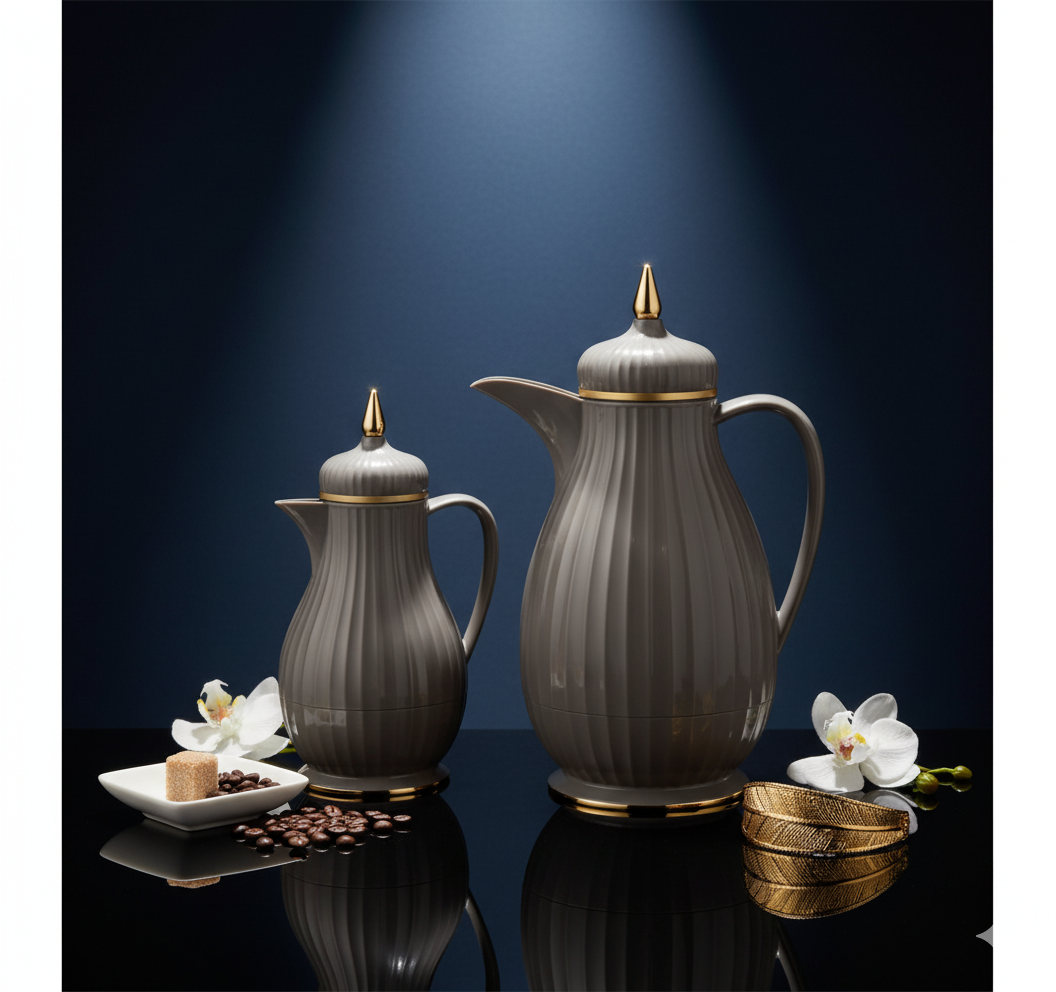 Regal by Ripple 2-Piece Premium Thermos Set – 0.35L Coffee Flask + 0.6L Tea Flask – Dark Green, Dark Gray, Ivory, Light Coffee, Light Smoke Gray – ABS Body with Glass Liner