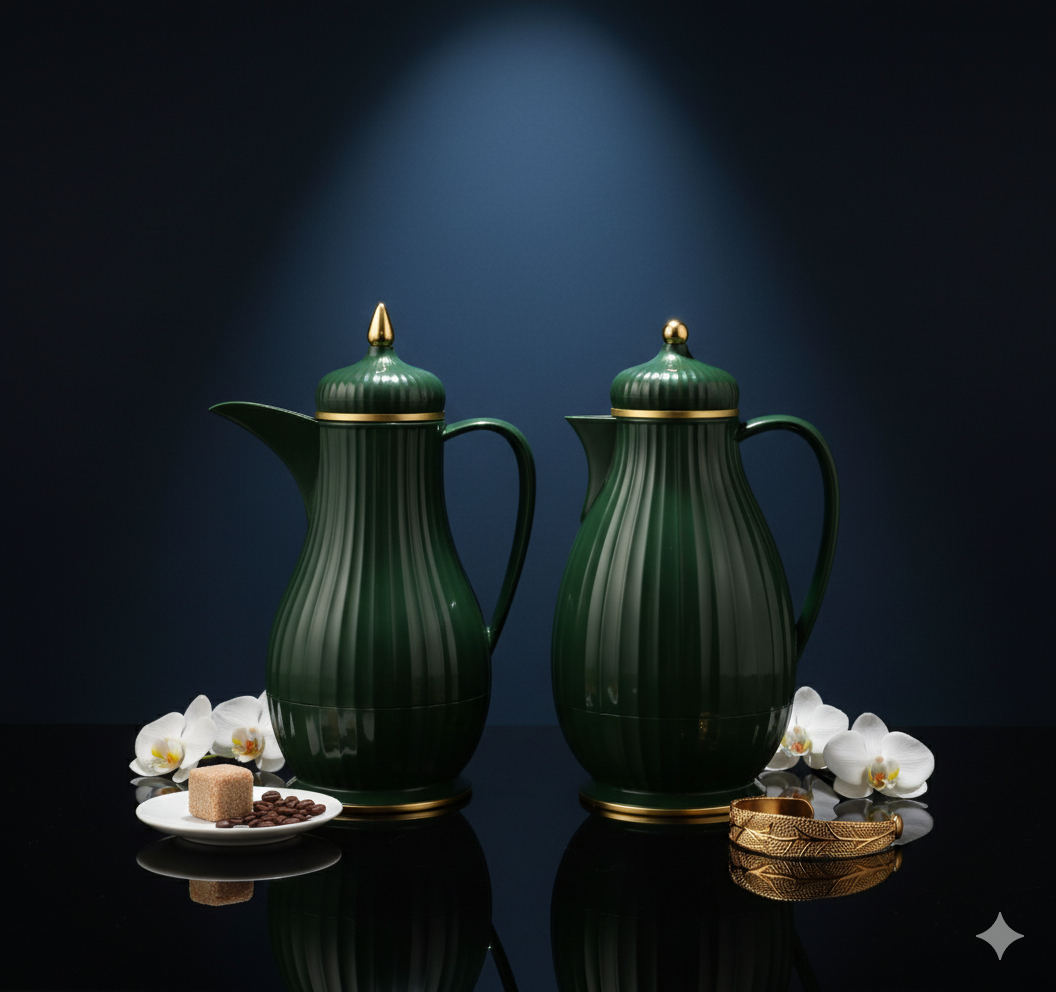 Regal by Ripple 2-Piece Premium Thermos Set – 0.35L Coffee Flask + 0.6L Tea Flask – Dark Green, Dark Gray, Ivory, Light Coffee, Light Smoke Gray – ABS Body with Glass Liner