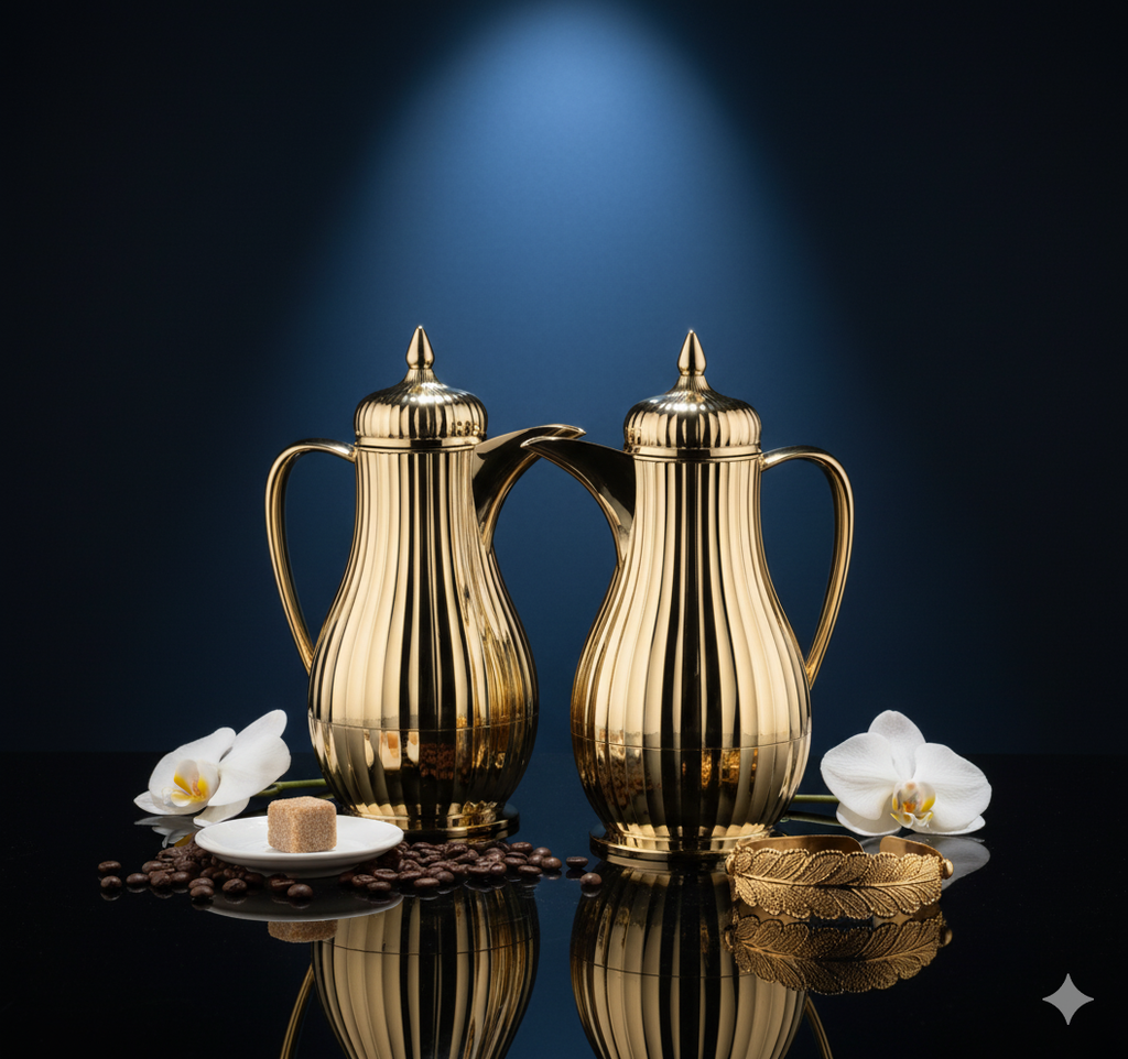 Regal by Ripple Luxury 2-Piece Thermos Set – 0.35L Coffee Flask + 0.6L Tea Flask – Gold / Silver / Jet Black – ABS Body with Glass Liner – Hot & Cold Vacuum Flask