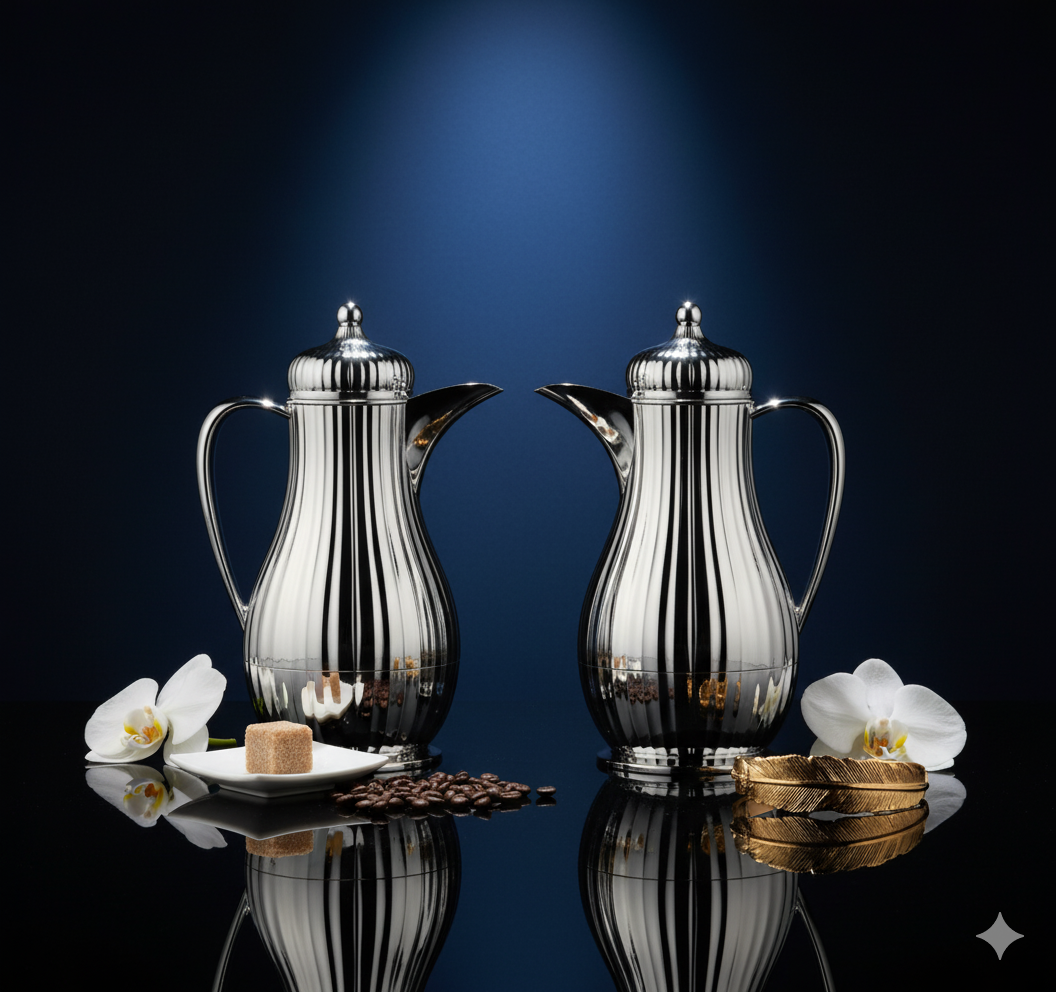 Regal by Ripple Luxury 2-Piece Thermos Set – 0.35L Coffee Flask + 0.6L Tea Flask – Gold / Silver / Jet Black – ABS Body with Glass Liner – Hot & Cold Vacuum Flask