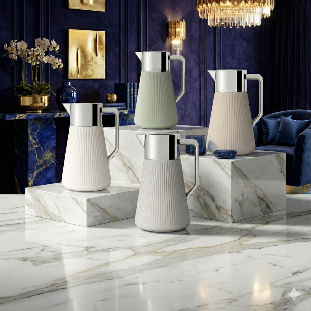 Ripple Regal Insulated Beverage Server – Plastic Body with Glass Liner, Ribbed Modern Design (0.5L / 1.0L, 4 Colors Available)