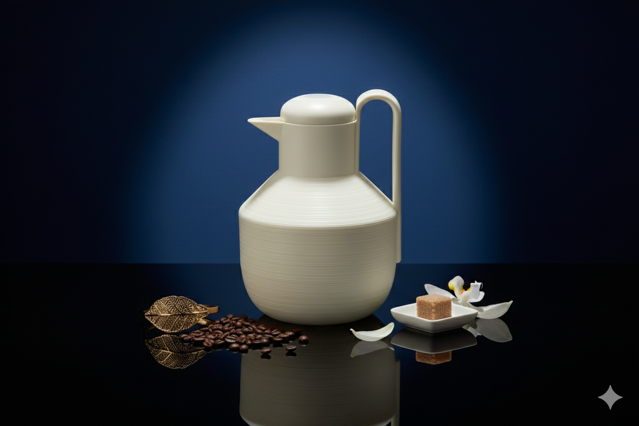 Regal by Ripple 1.0L Insulated Thermos Flask – Vacuum Jug with Glass Liner – Hot & Cold Beverage Server – Modern Minimalist Design – Beige / White / Grey Options