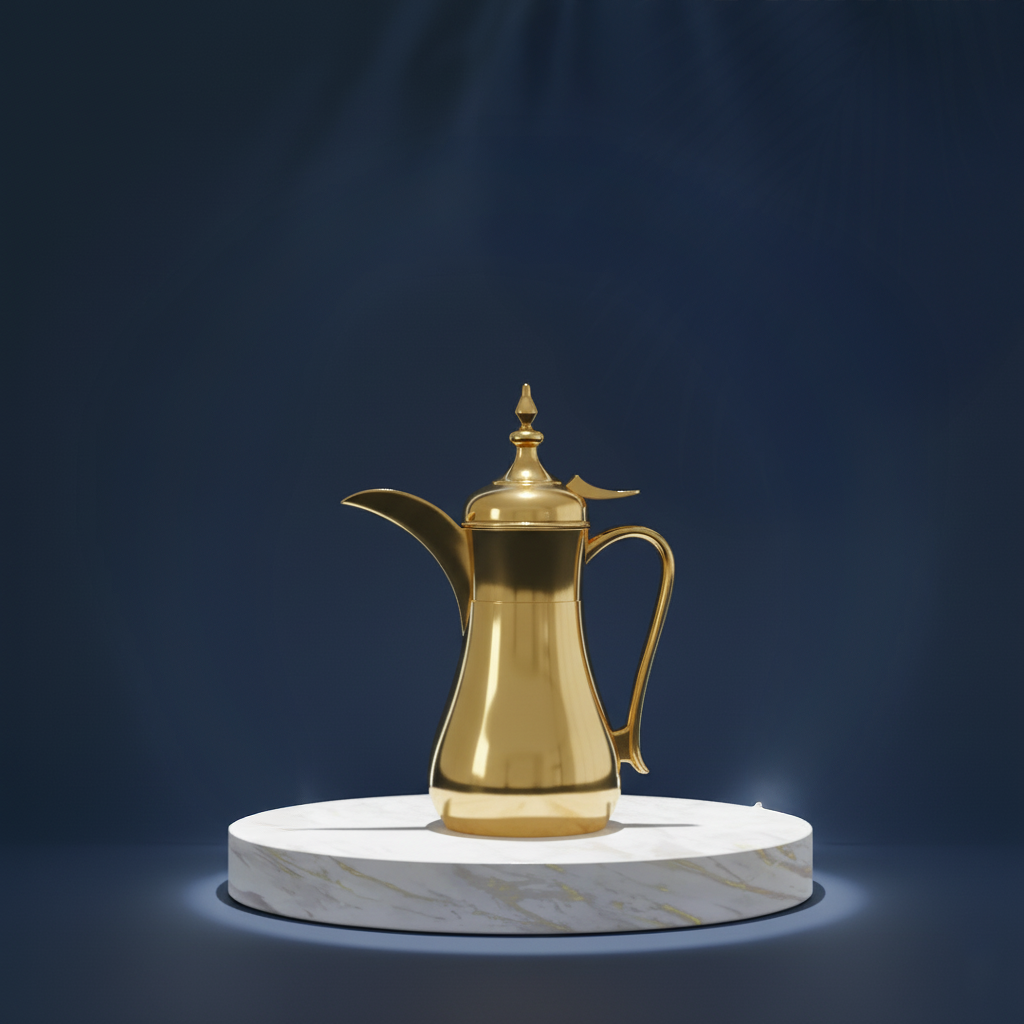 Gold Insulated Water Jug with Tap | Double Wall Stainless Steel Body & Liner | 0.5L, 0.7L, 1.0L Sizes | Keeps Hot & Cold | Elegant Arabic Design