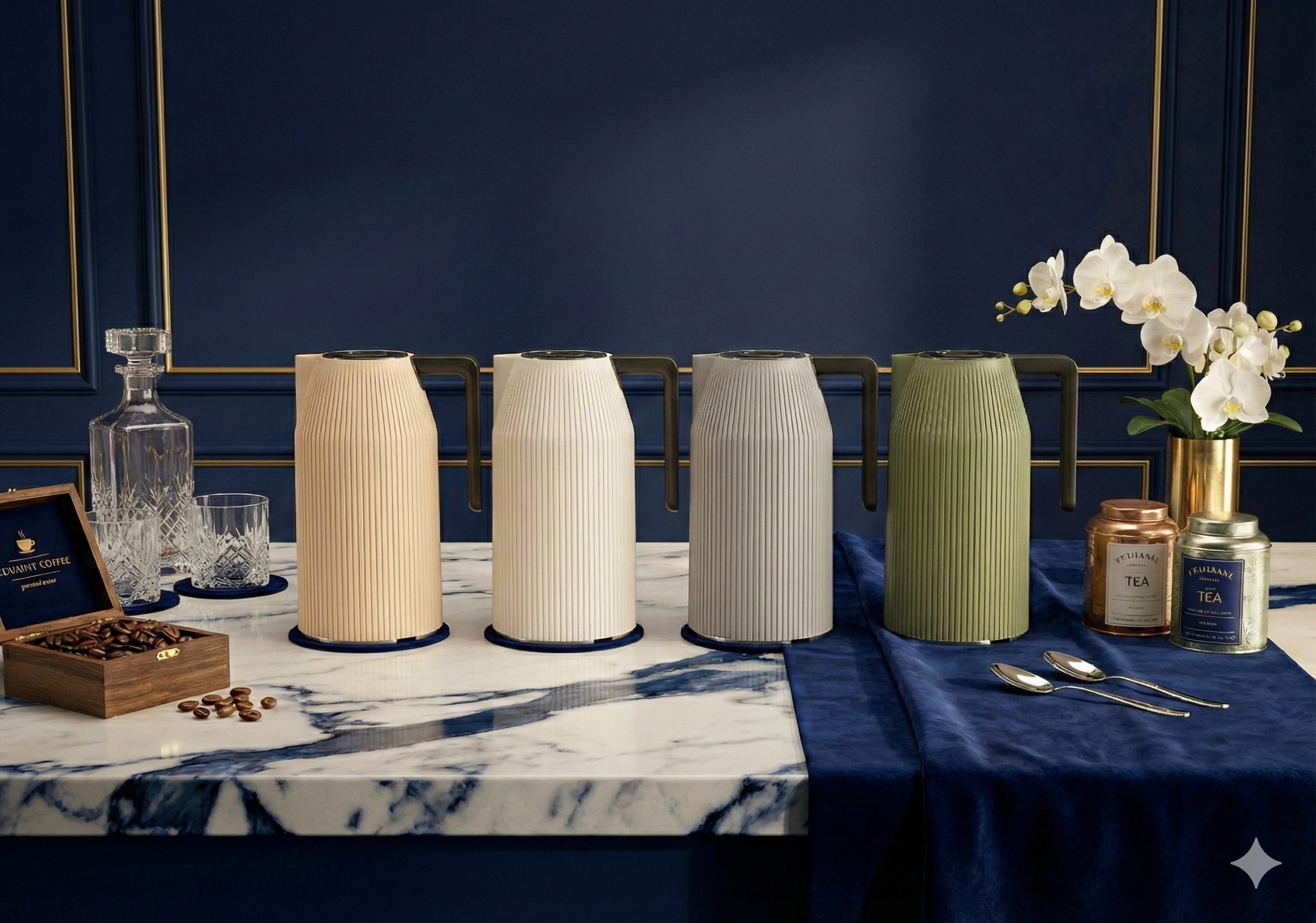 Ripple Regal Insulated Beverage Server – 1.0L Plastic Body with Glass Liner, Modern Ribbed Design (4 Colors Available)