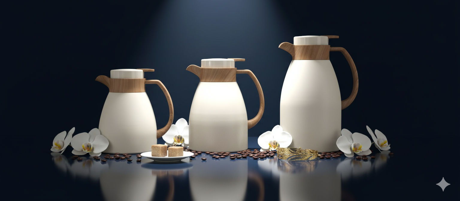 Regal by Ripple Nordic Style Vacuum Flask – Stainless Steel Body with Glass Liner – Wooden Texture Handle & Lid – Double Wall Insulated – Available in 1.3L / 1.6L / 1.9L