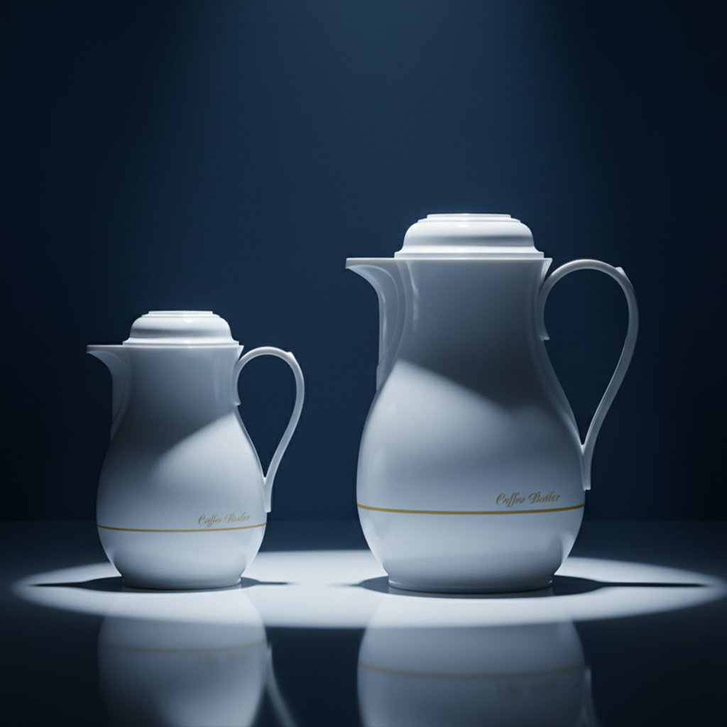 Regal by Ripple Vacuum Flask Set – 0.5L & 1.0L – Elegant White – Plastic Body with Glass Liner – Double Wall Thermal Jug Set – Keeps Hot & Cold – Coffee Butler Collection – RCW-05/10