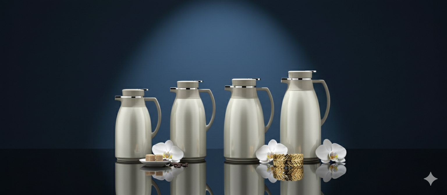 Regal by Ripple Pearl White Stainless Steel Thermos Flask – 1.0L / 1.3L / 1.6L / 1.9L – Vacuum Insulated Beverage Server with Glass Liner – Hot & Cold Jug