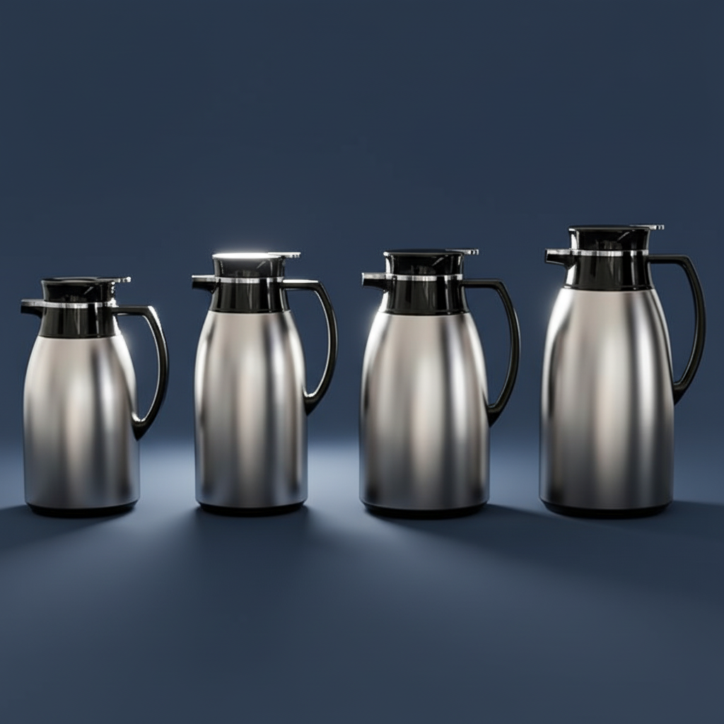 Vacuum Flask with Glass Liner – Stainless Steel Thermos Jug, Gray + Black Design – Hot & Cold Beverage Dispenser – 1.0L to 1.9L, Elegant & Durable