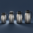 Vacuum Flask with Glass Liner – Stainless Steel Thermos Jug, Gray + Black Design – Hot & Cold Beverage Dispenser – 1.0L to 1.9L, Elegant & Durable