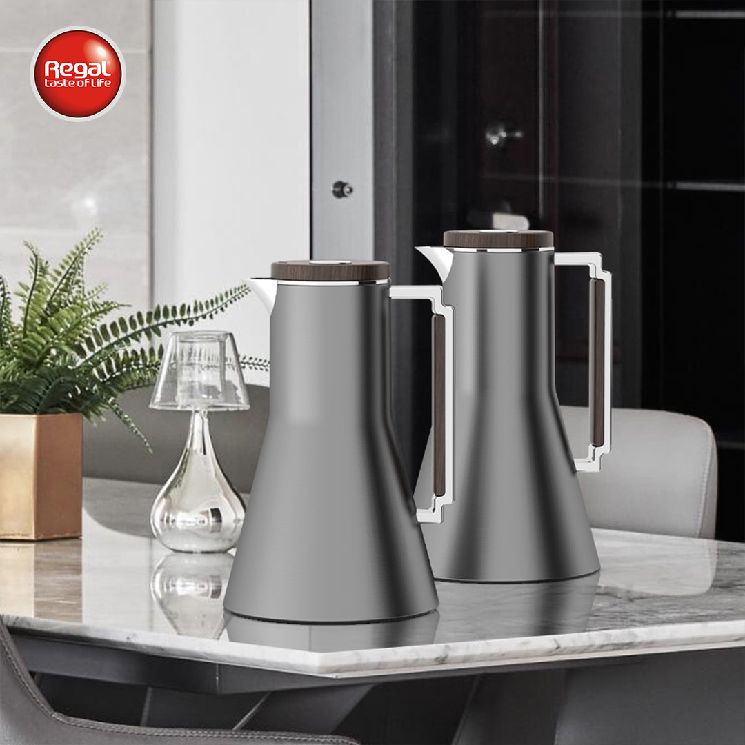 Double Wall Stainless Steel Body + Glass Liner Vacuum Jug – Set of 2