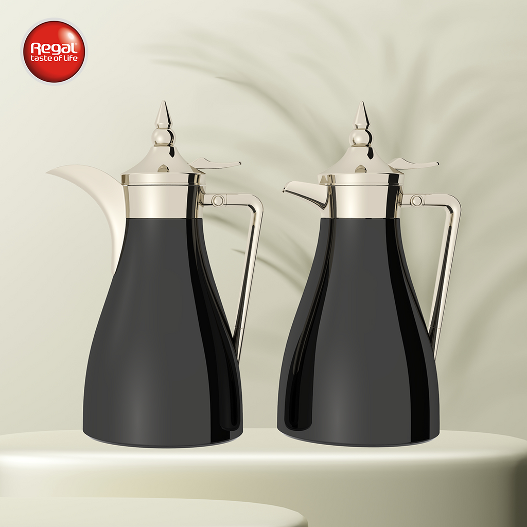 Regal by Ripple RGD19 Series 2-Piece Vacuum Flask Set (1.0 L + 1.0 L) – Stainless Steel Body with Glass Liner – Premium Arabic Coffee & Tea Thermos Set – 7 Elegant Color Variants