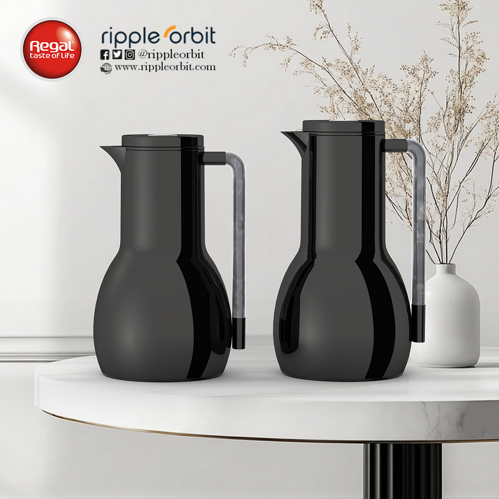 Regal by Ripple 2-Piece Vacuum Flask Set – Stainless Steel Body with Glass Liner – Double-Wall Insulated Thermal Jug Set (0.7 L + 1.0 L) – 6 Elegant Colors