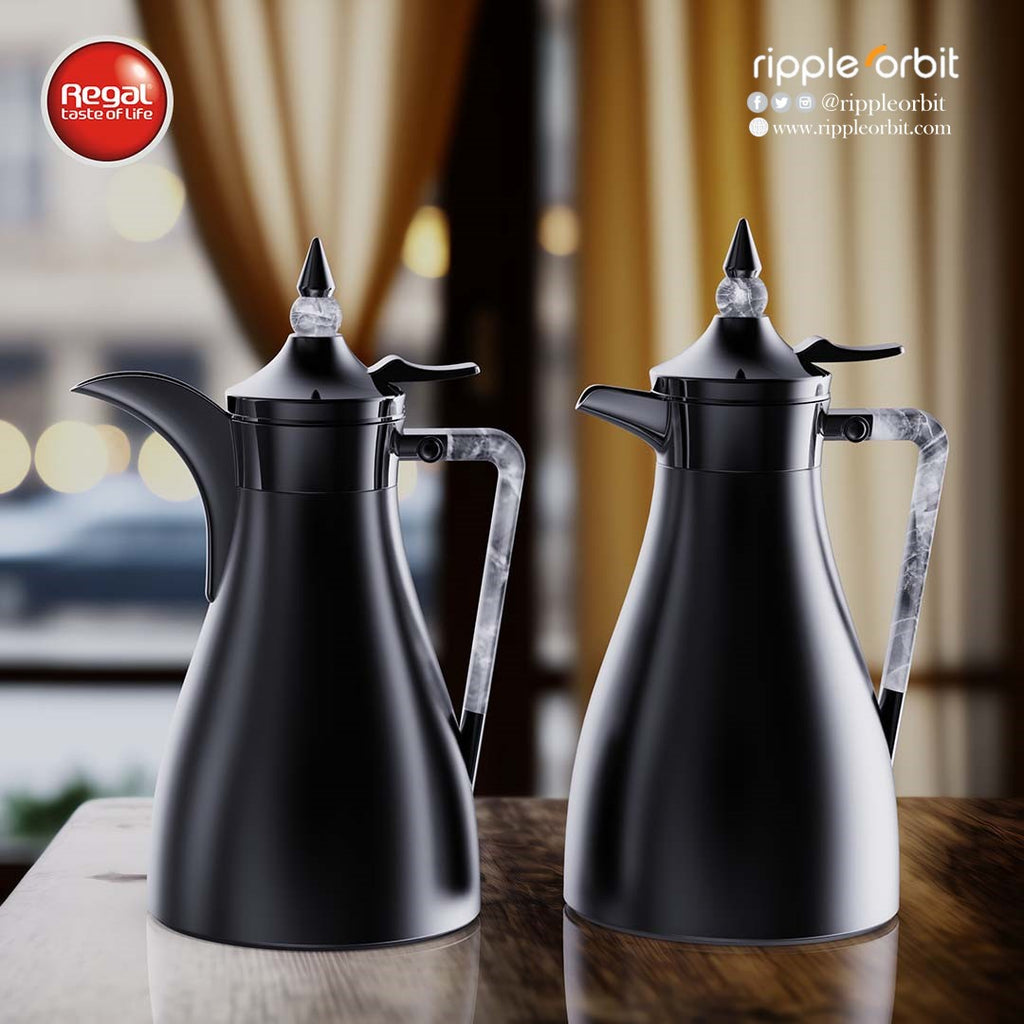 Regal by Ripple RGD19 Series 2-Piece Vacuum Flask Set (1.0 L + 1.0 L) – Stainless Steel Body with Glass Liner – Premium Arabic Coffee & Tea Thermos Set – 7 Elegant Color Variants