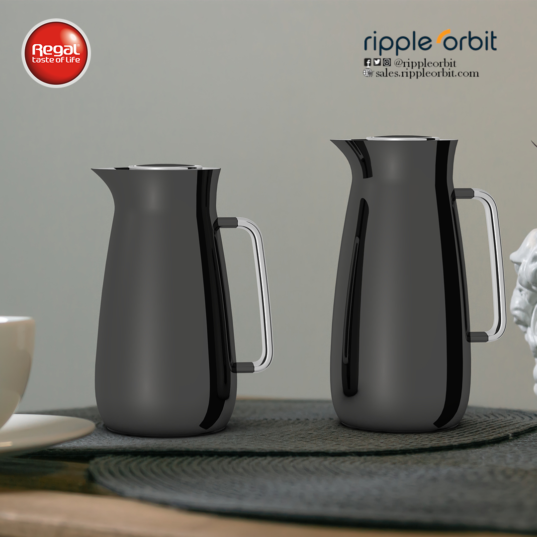 Regal by Ripple 0.8L & 1L Vacuum Insulated Flask Set – Double Wall Stainless Steel with Glass Liner, Hot & Cold Beverage Server, Luxury Coffee & Tea Jug Set (2 Pieces)