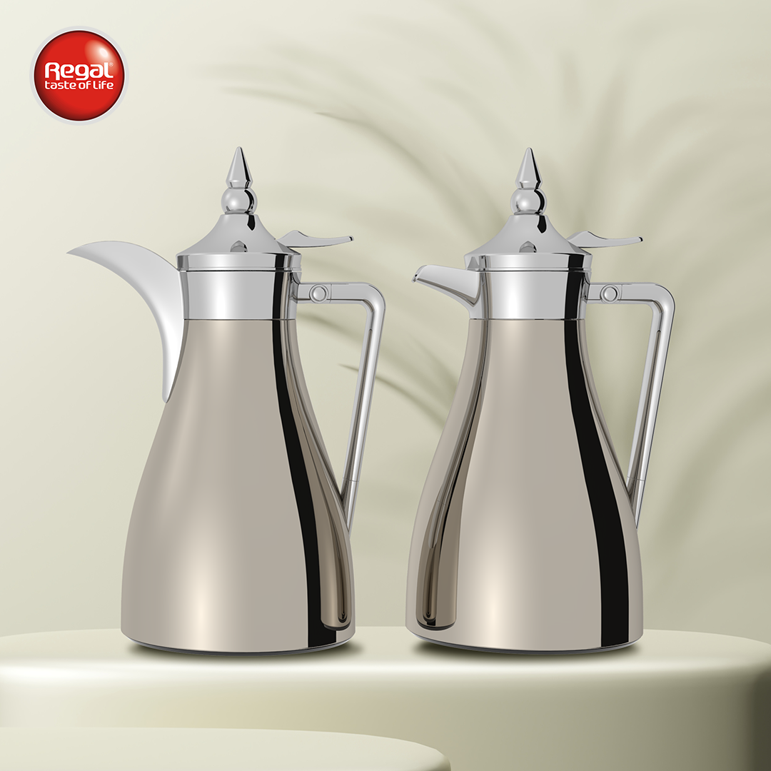 Regal by Ripple RGD19 Series 2-Piece Vacuum Flask Set (1.0 L + 1.0 L) – Stainless Steel Body with Glass Liner – Premium Arabic Coffee & Tea Thermos Set – 7 Elegant Color Variants